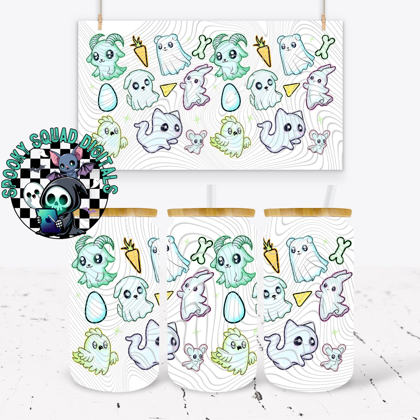 Ghost Animals - 16 oz Tumbler Wrap