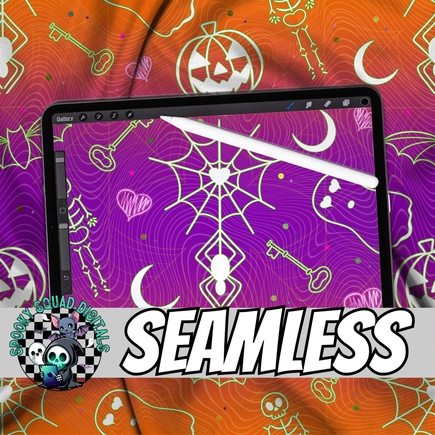 Hallow Doodles Orange - Seamless