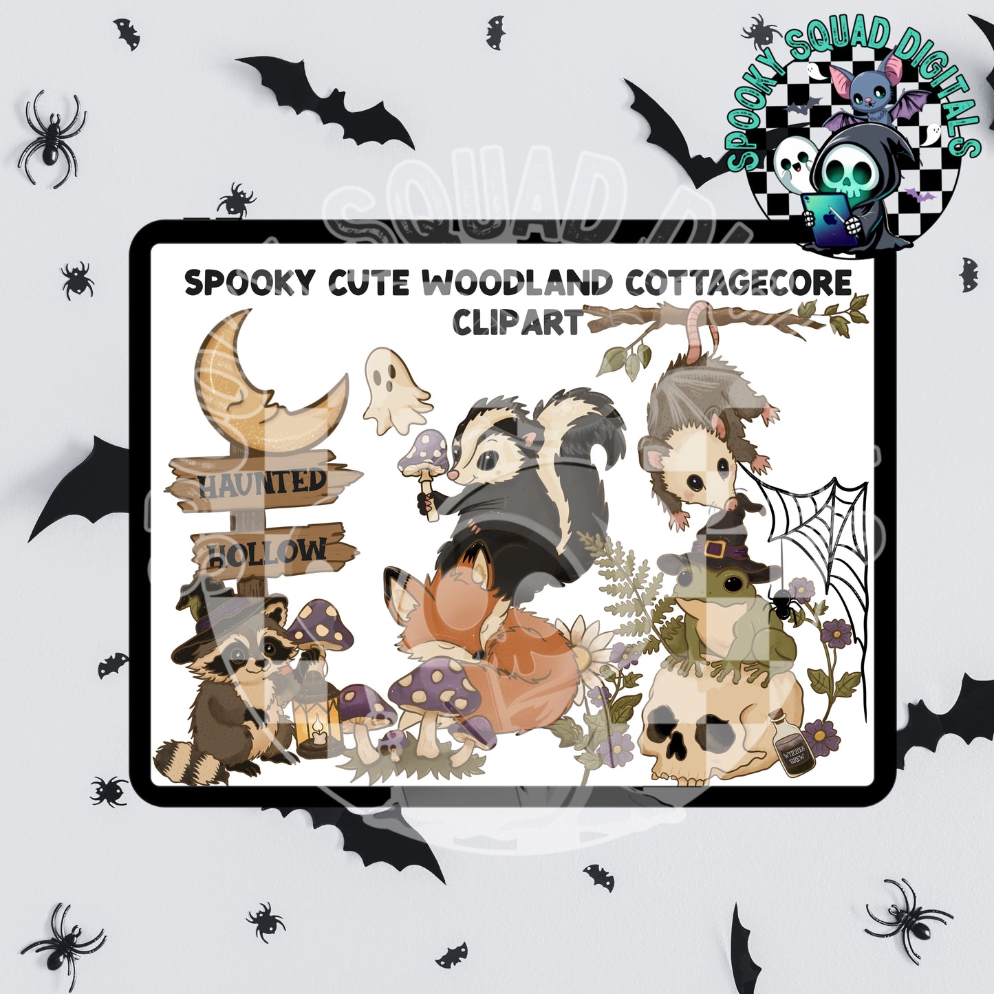 Spooky Cute Woodland Animals Clipart