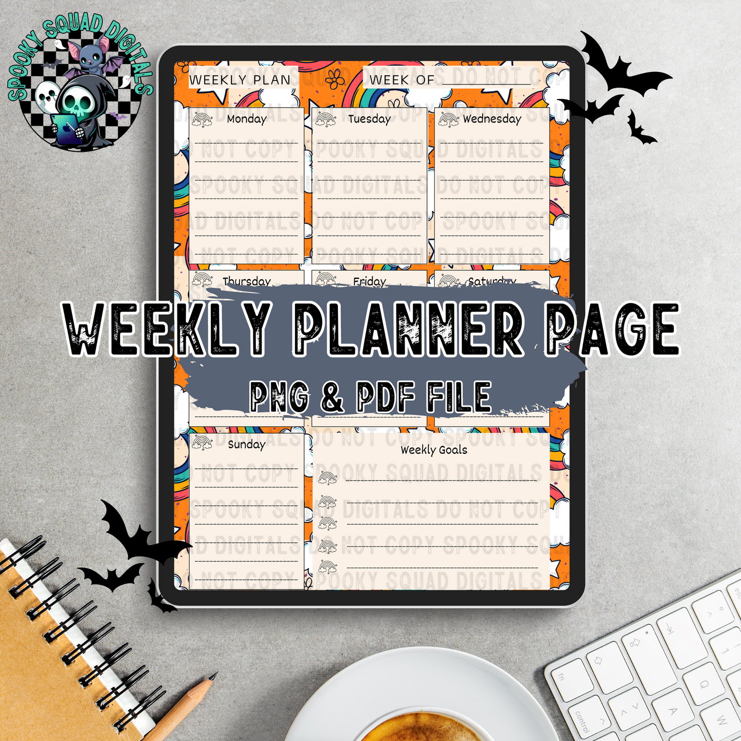 Retro Rainbow - Weekly Planner Page