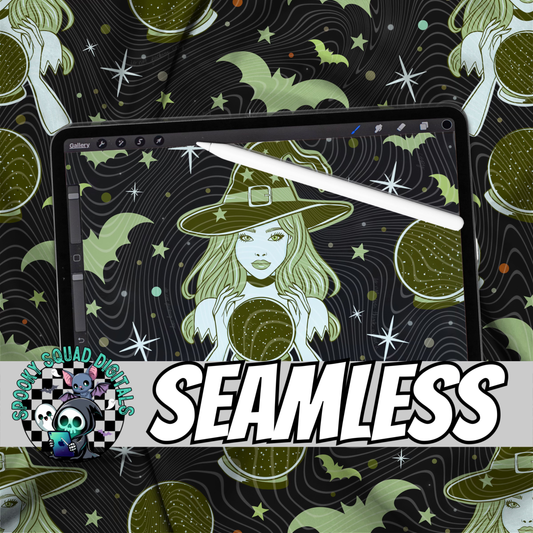 Be A Witch (Green)- Seamless