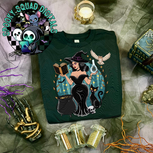 Curvy Witch Teal - PNG File