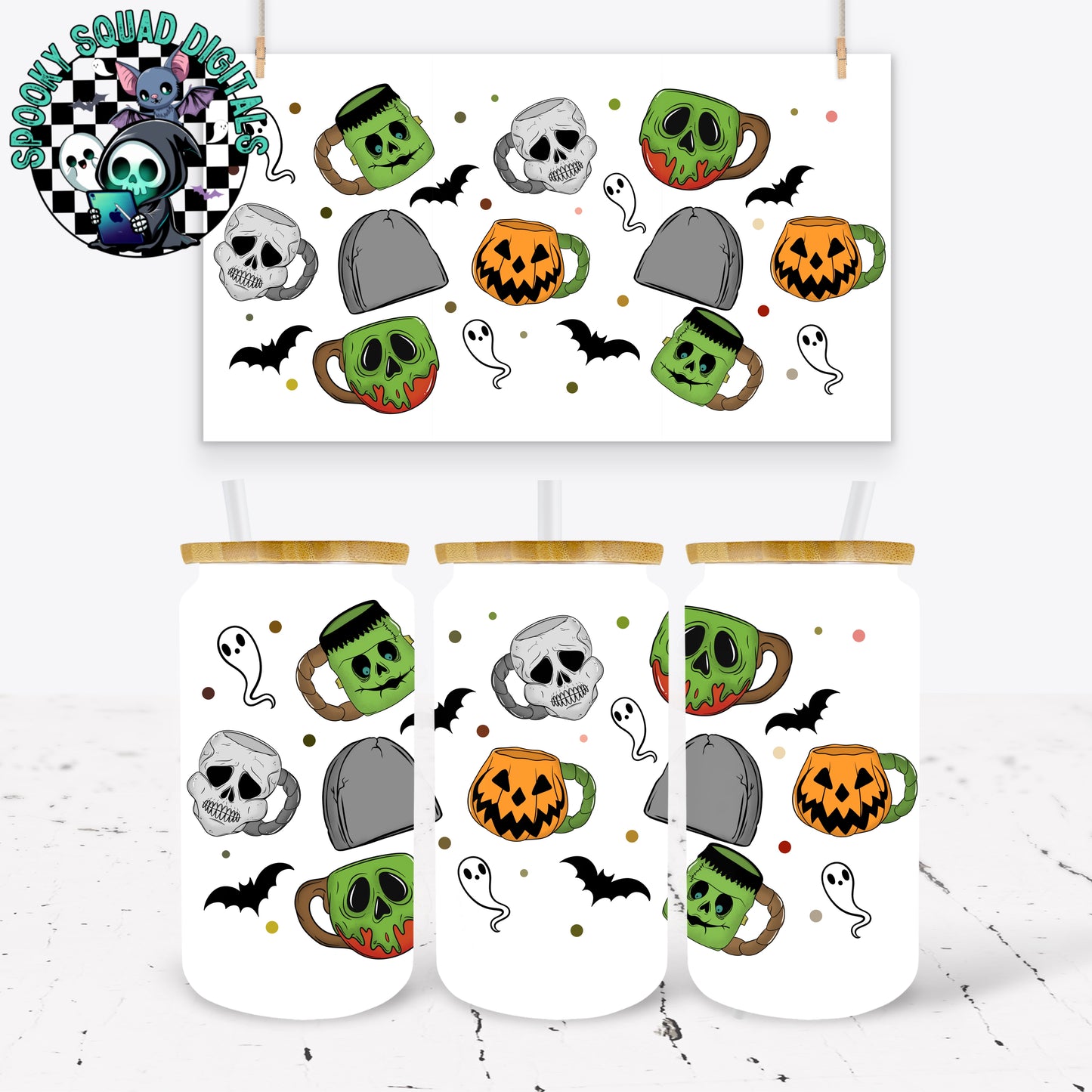 Spooky Mugs - 16 oz Tumbler Wrap