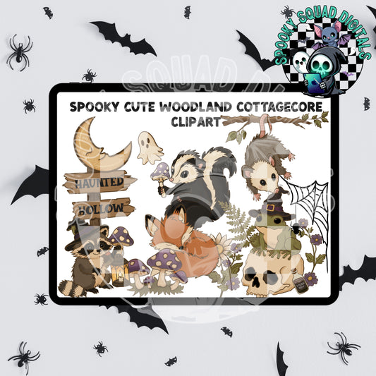 Spooky Cute Woodland Animals Clipart